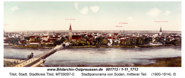 Tilsit, Stadtpanorama von Süden, mittlerer Teil