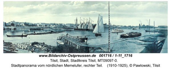 Tilsit, Stadtpanorama vom nördlichen Memelufer, rechter Teil