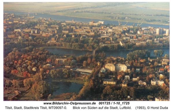 Tilsit, Blick von Süden auf die Stadt, Luftbild