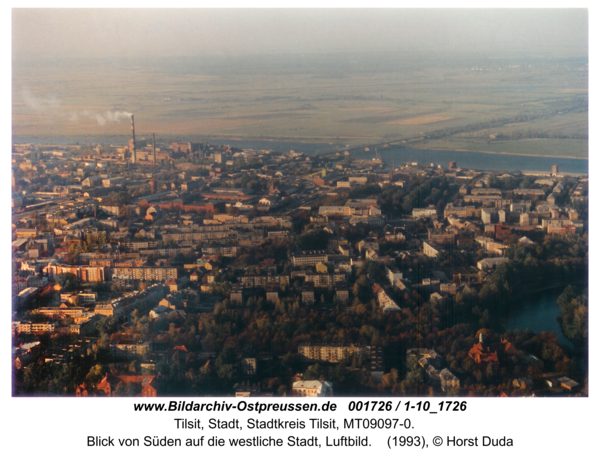 Tilsit, Blick von Süden auf die westliche Stadt, Luftbild