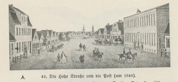 Tilsit, Hohe Str. und Post um 1840