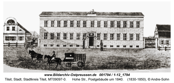 Tilsit, Hohe Str., Postgebäude um 1840