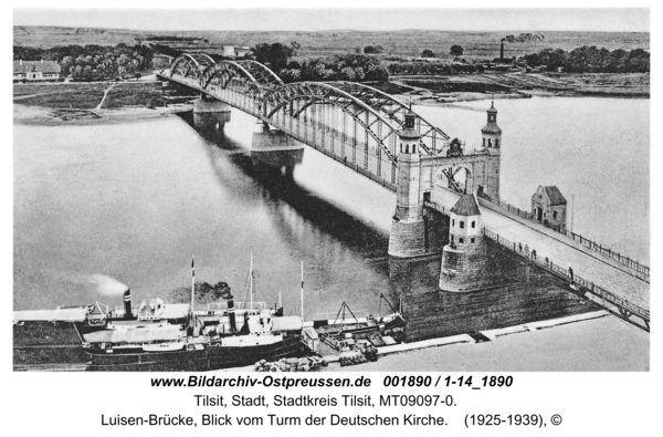 Tilsit, Luisen-Brücke, Blick vom Turm der Deutschen Kirche