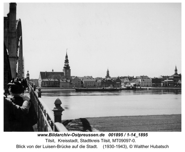 Tilsit, Blick von der Luisen-Brücke auf die Stadt