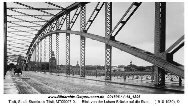 Tilsit, Blick von der Luisen-Brücke auf die Stadt