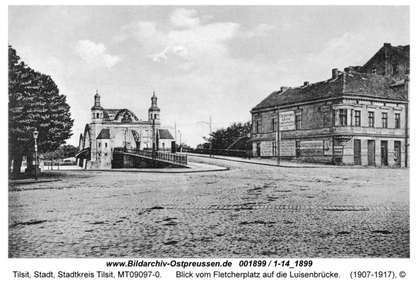 Tilsit, Blick vom Fletcherplatz auf die Luisenbrücke