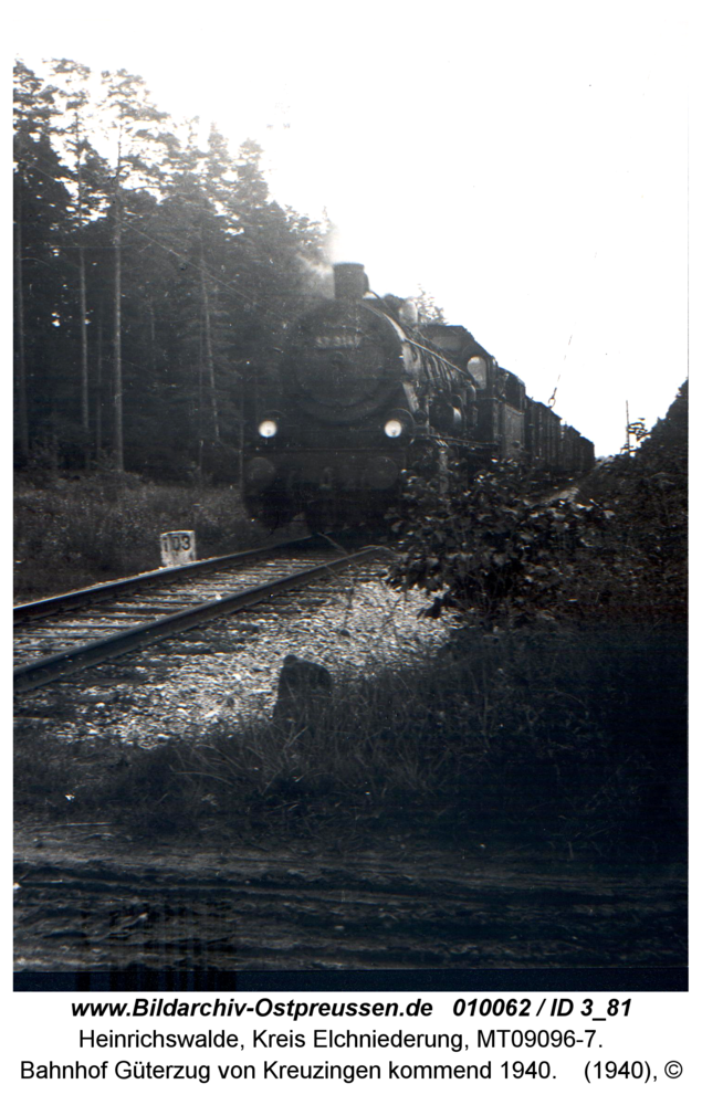 Heinrichswalde, Bahnhof Güterzug von Kreuzingen kommend 1940