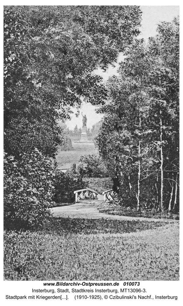 Insterburg, Stadtpark mit Kriegerdenkmal