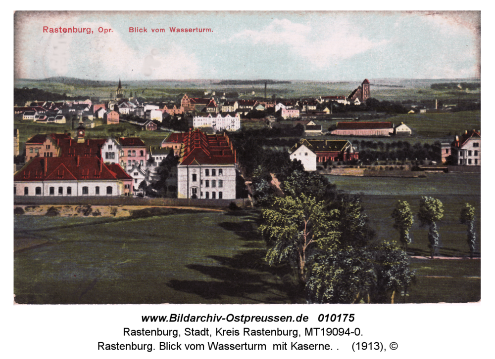 Rastenburg, Blick vom Wasserturm auf Kaserne