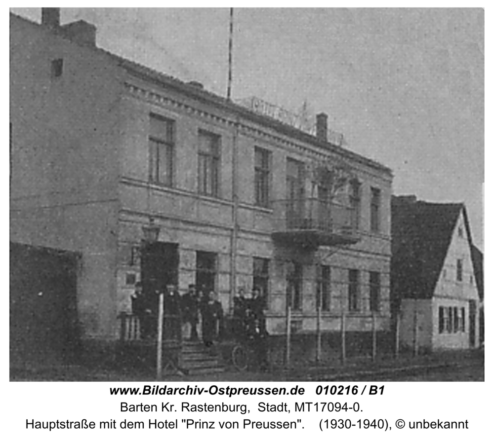 Barten, Hauptstraße mit dem Hotel "Prinz von Preussen"