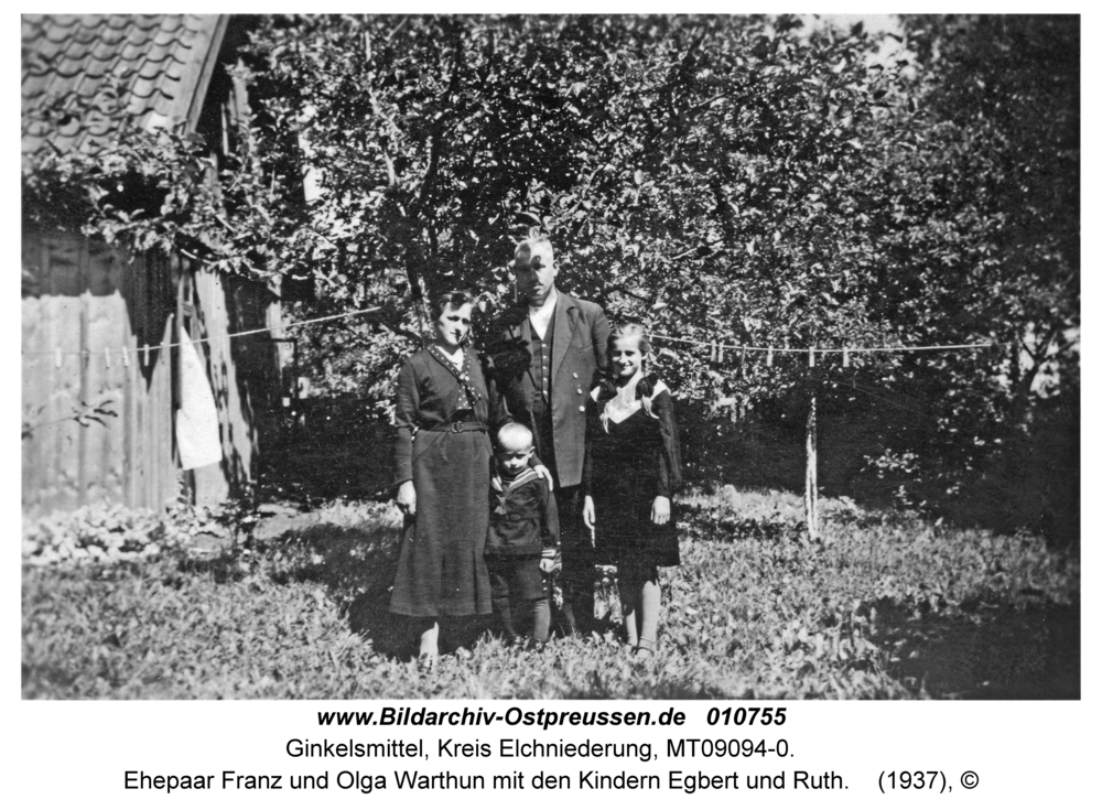 Ginkelsmittel, Ehepaar Franz und Olga Warthun mit den Kindern Egbert und Ruth