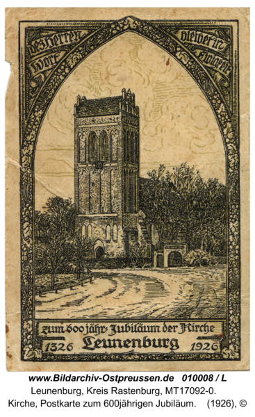 Leunenburg, Kirche, Postkarte zum 600jährigen Jubiläum