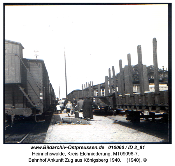 Heinrichswalde, Bahnhof Ankunft Zug aus Königsberg 1940