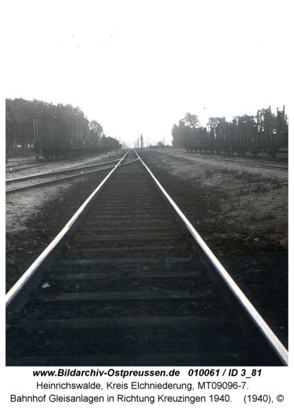 Heinrichswalde, Bahnhof Gleisanlagen in Richtung Kreuzingen 1940