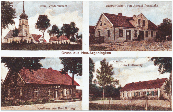 Argenbrück, Kirche, Kaufhaus und zwei Gastwirtschaften