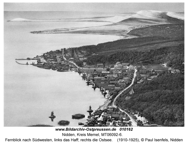 Nidden, Fernblick nach Südwesten, links das Haff; rechts die Ostsee