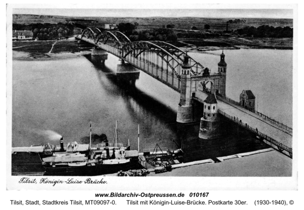 Tilsit mit Königin-Luise-Brücke. Postkarte 30er