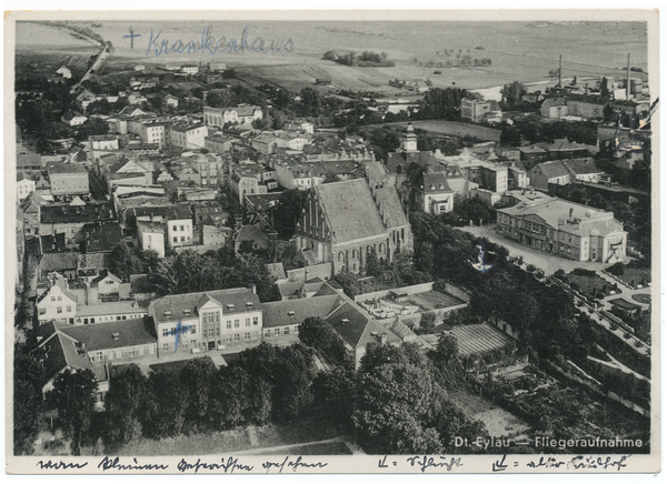 Deutsch Eylau, Luftbild, unten links das Krankenhaus