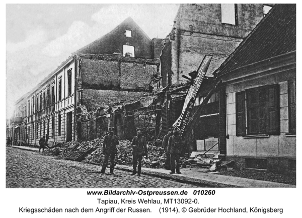 Tapiau, Kriegsschäden nach dem Angriff der Russen