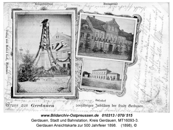 Gerdauen Ansichtskarte zur 500 Jahrfeier 1898