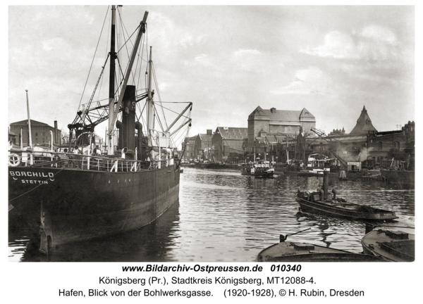 Königsberg, Hafen, Blick von der Bohlwerksgasse