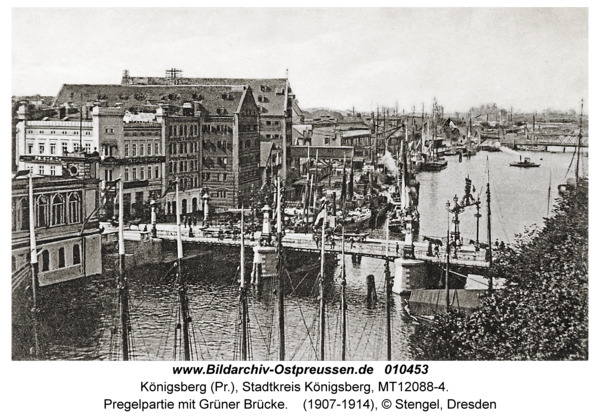 Königsberg, Pregelpartie mit Grüner Brücke