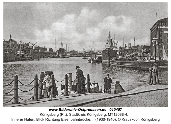 Königsberg, Innerer Hafen, Blick Richtung Eisenbahnbrücke