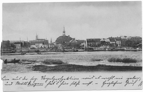 Tilsit, Blick vom Nordufer der Memel auf die Stadt