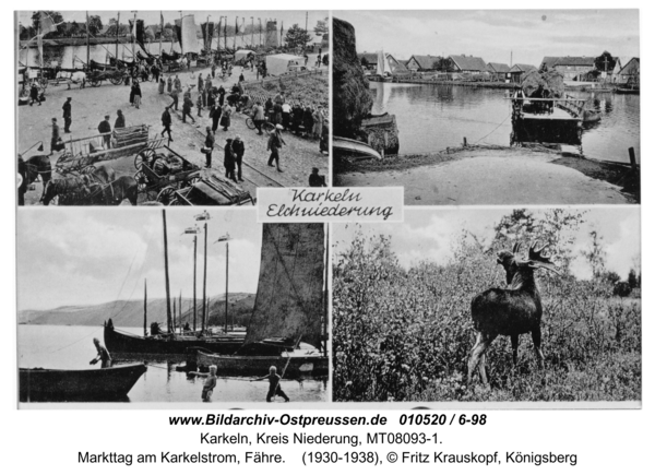 Karkeln, Markttag am Karkelstrom, Fähre
