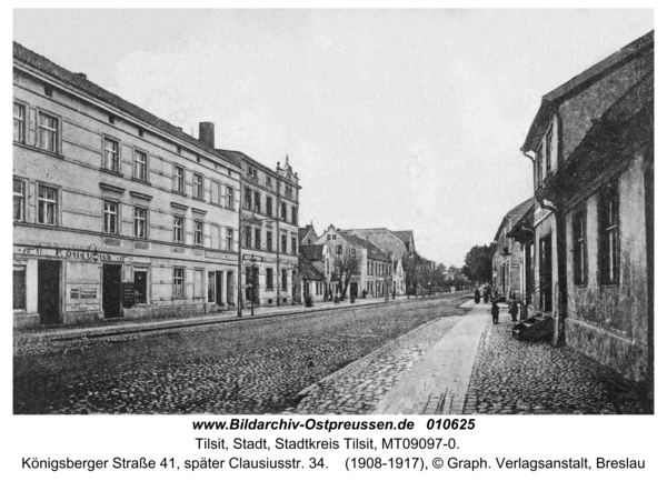 Tilsit, Königsberger Straße 41, später Clausiusstr. 34