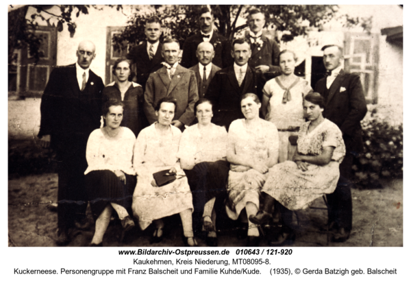 Kuckerneese. Personengruppe mit Franz Balscheit und Familie Kuhde/Kude