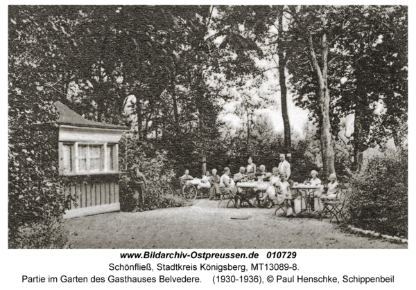 Schönfließ Stadtkreis Königsberg, Partie im Garten des Gasthauses Belvedere