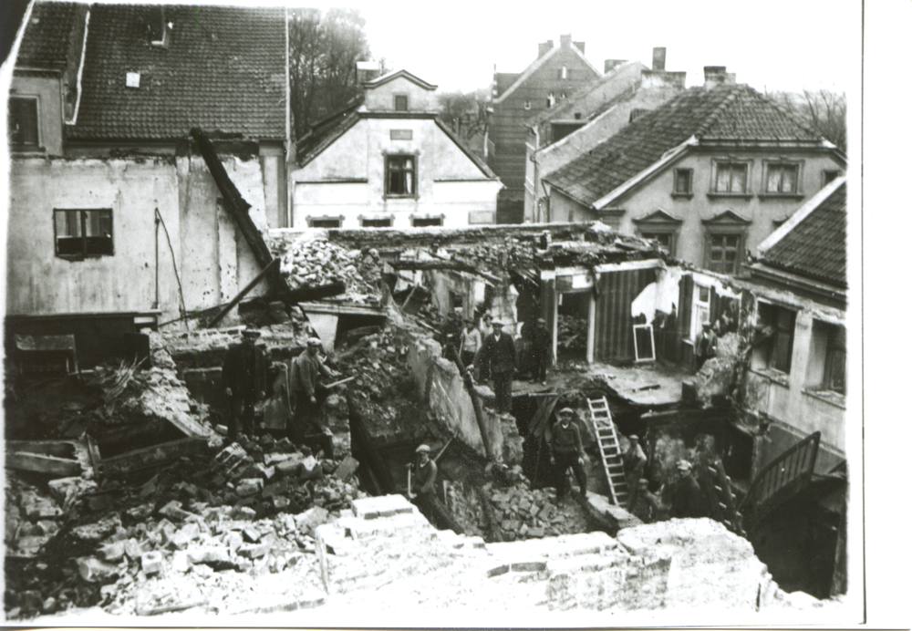 Bartenstein, Brandruine der Konditorei Preuß