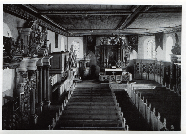 Schönbruch Kr. Bartenstein, Ev. Kirche, Blick in den Kirchenraum nach Osten