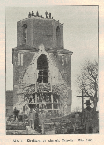 Altmark, Kirchturm, Bauarbeiten, Ostseite