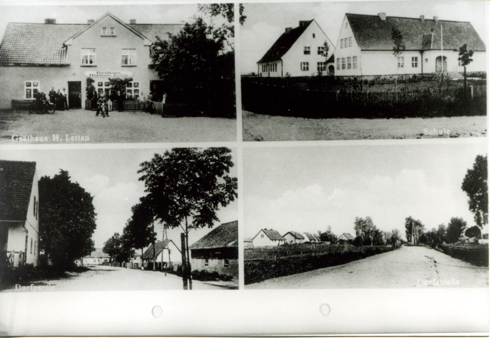 Landskron, Gasthaus H. Lettau, Schule, Ortsansicht, Straße mit Siedlungshäusern