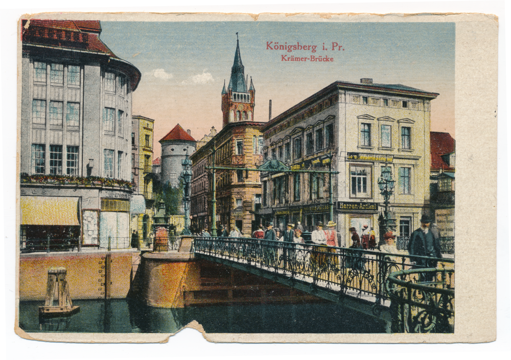 Königsberg (Pr.), Krämebrücke mit Blick zum Schloß