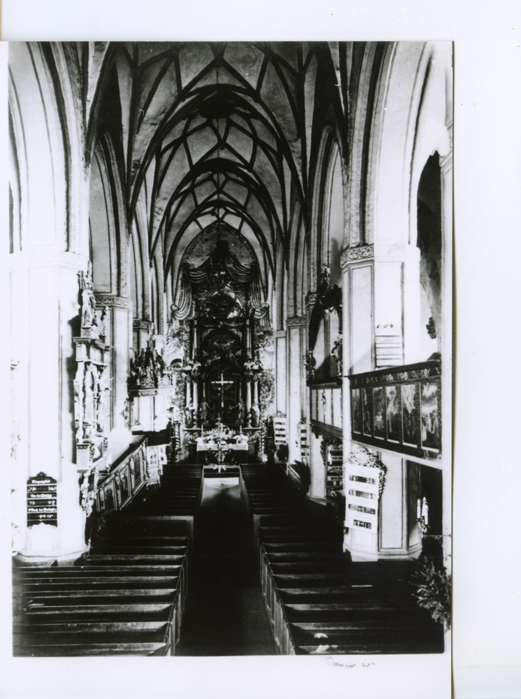 Friedland (Ostpr.), Ev. Kirche, Mittelschiff, Blick von der Orgelempore zum Altar