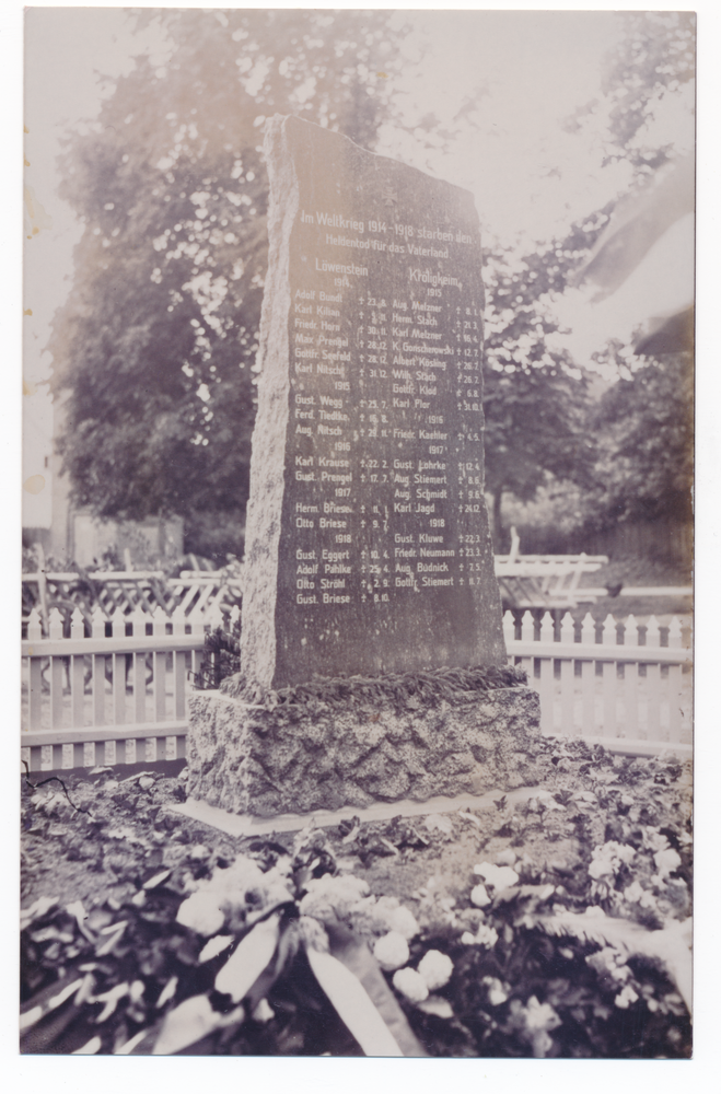 Löwenstein, Kriegerdenkmal, Einweihung