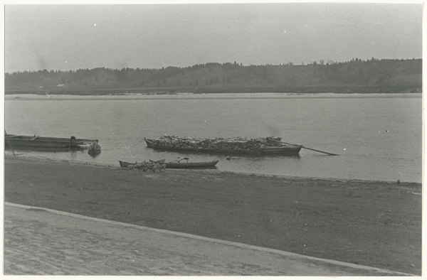 Memelgebiet, Holzbeladenes Boot auf der Memel