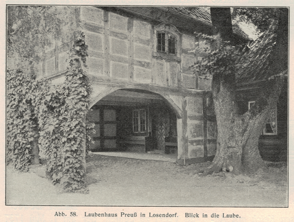 Losendorf, Laubenhaus Preuß, Blick in die Laube