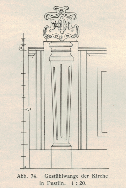 Pestlin, Kath. Kirche, Gestühlwange