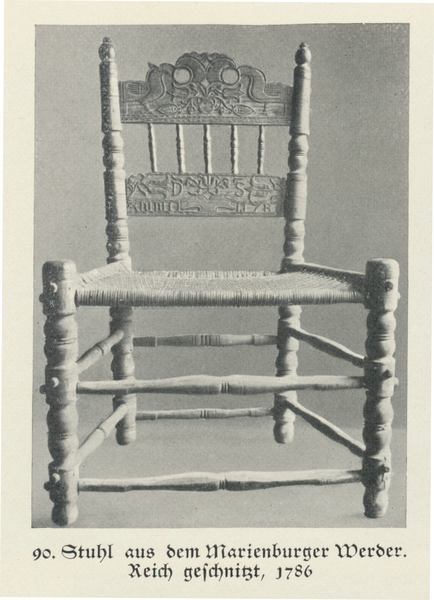 Marienburg (Kreis), Stuhl aus dem Marienburger Werder, Reich geschnitzt von 1786