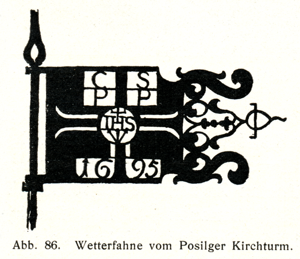 Posilge, Kirche, Wetterfahne von 1695