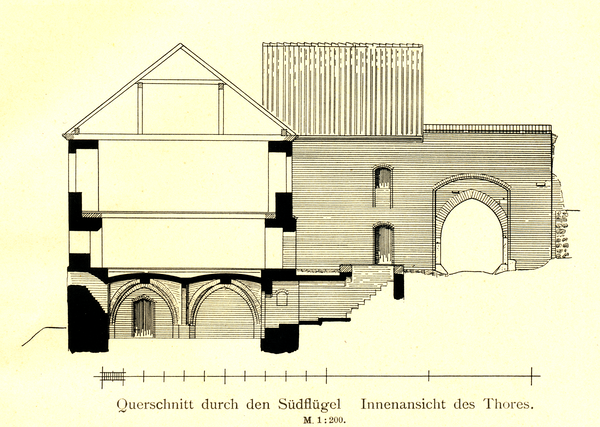 Stuhm, Stadt, Schloss, Querschnitt durch den Südflügels, Innenansicht des Tores