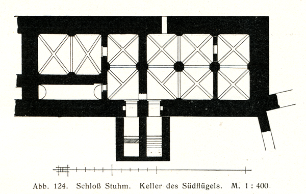 Stuhm, Stadt, Schloss, Keller des Südflügels, Grundriss