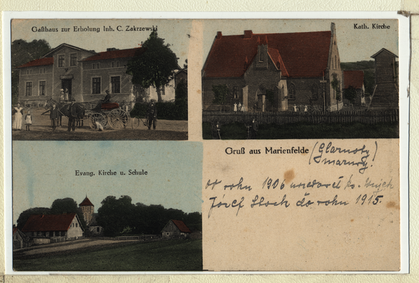 Marienfelde, Gasthaus Zakrzewski, kath. und ev. Kirchen