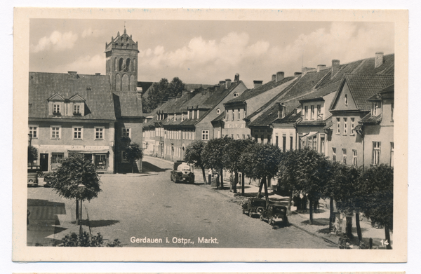 Gerdauen, Stadt und Bahnstation, Markt