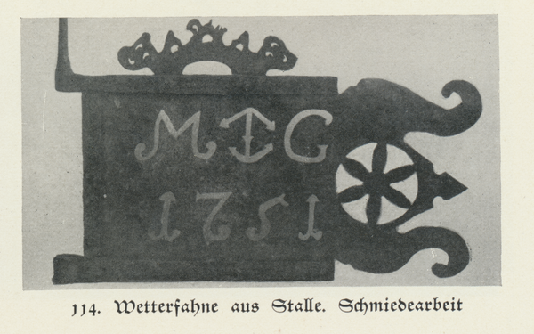 Stalle, Wetterfahne von 1751, Schmiedearbeit