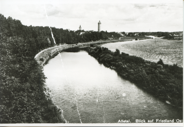 Friedland (Ostpr.), Ortsansicht über die Alle